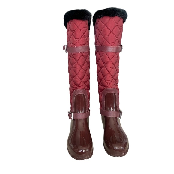 Michael Kors Red and Black Winter Rain Boots - Picture 3 of 7